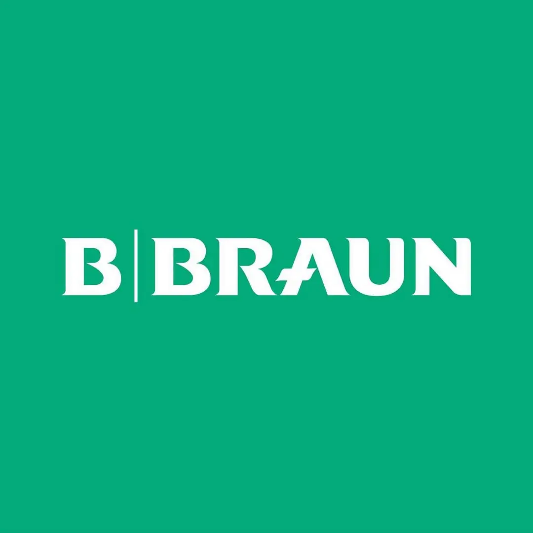 B. Braun logo on teal background.