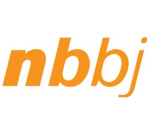 A yellow and white logo of the national business journal.